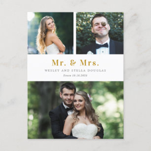 Clean Collage Editable Colour Wedding Announcement Postcard