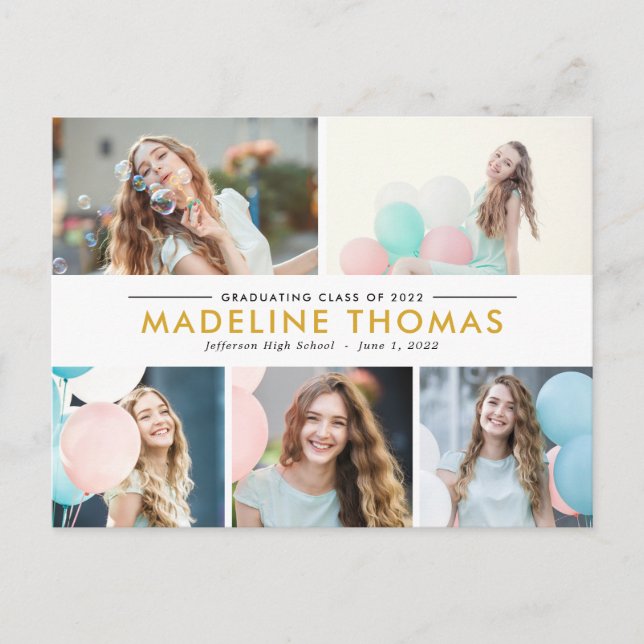 Clean Collage Graduation Postcard (Front)