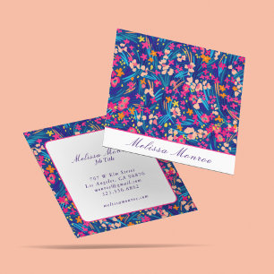 Clean Colourful Floral Typography  Square Business Card