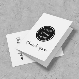 Clean Company Logo Black & White Professional  Thank You Card