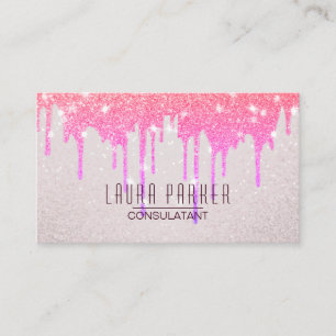 Clean  Confetti Rose Gold Drips Modern Minimalist Business Card