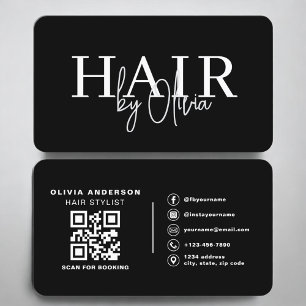 Clean Contemporary Hairdresser QR Code Business Card