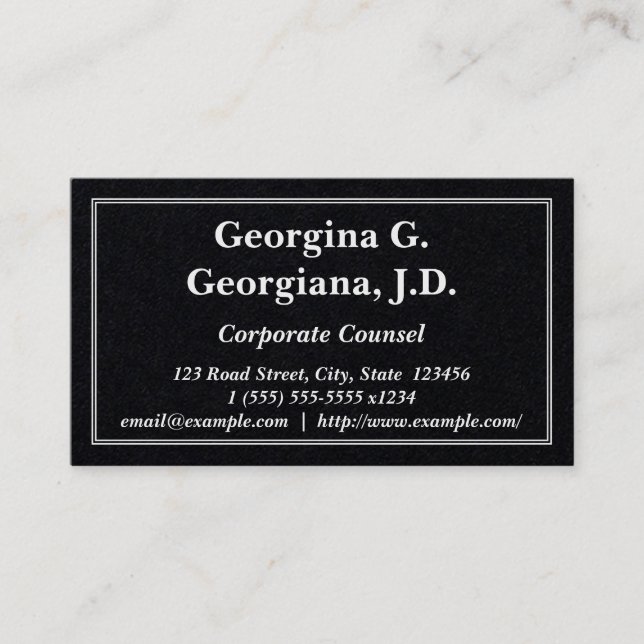 Clean Corporate Counsel Business Card (Front)
