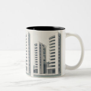 Clean crisp architectural line drawings Two-Tone coffee mug