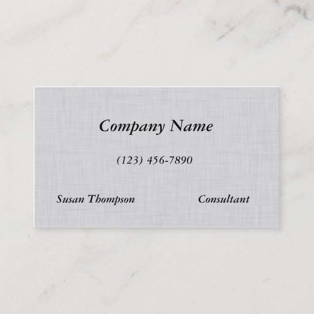 Clean Crisp White Linen Texture Business Card (Front)