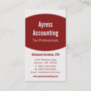 Clean Curves Business Card, Dark Red Card