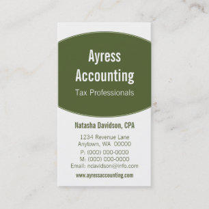 Clean Curves Business Card, Olive Green Card