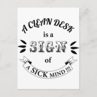 Clean Desk Funny Quotes Postcard