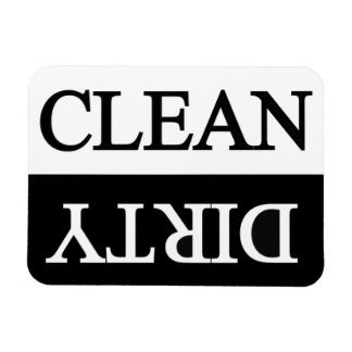 Clean dirty black dishwasher magnet
