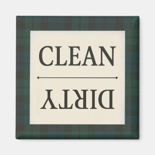 Clean Dirty Black Watch Plaid Dishwasher Magnet