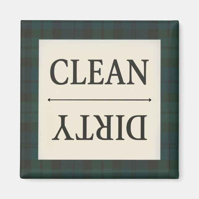 Clean Dirty Black Watch Plaid Dishwasher Magnet (Front)