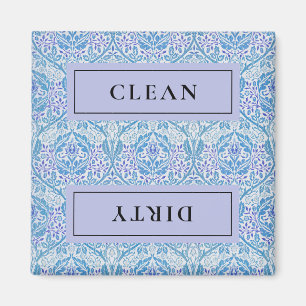 CLEAN DIRTY Blue Floral Dishwasher Magnet