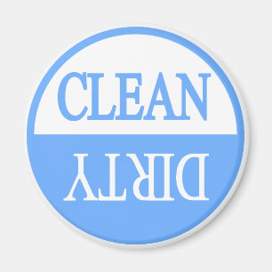 Clean dirty blue round dishwasher magnet
