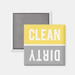 Clean Dirty Bright Yellow and Gray Dishwasher Magnet
