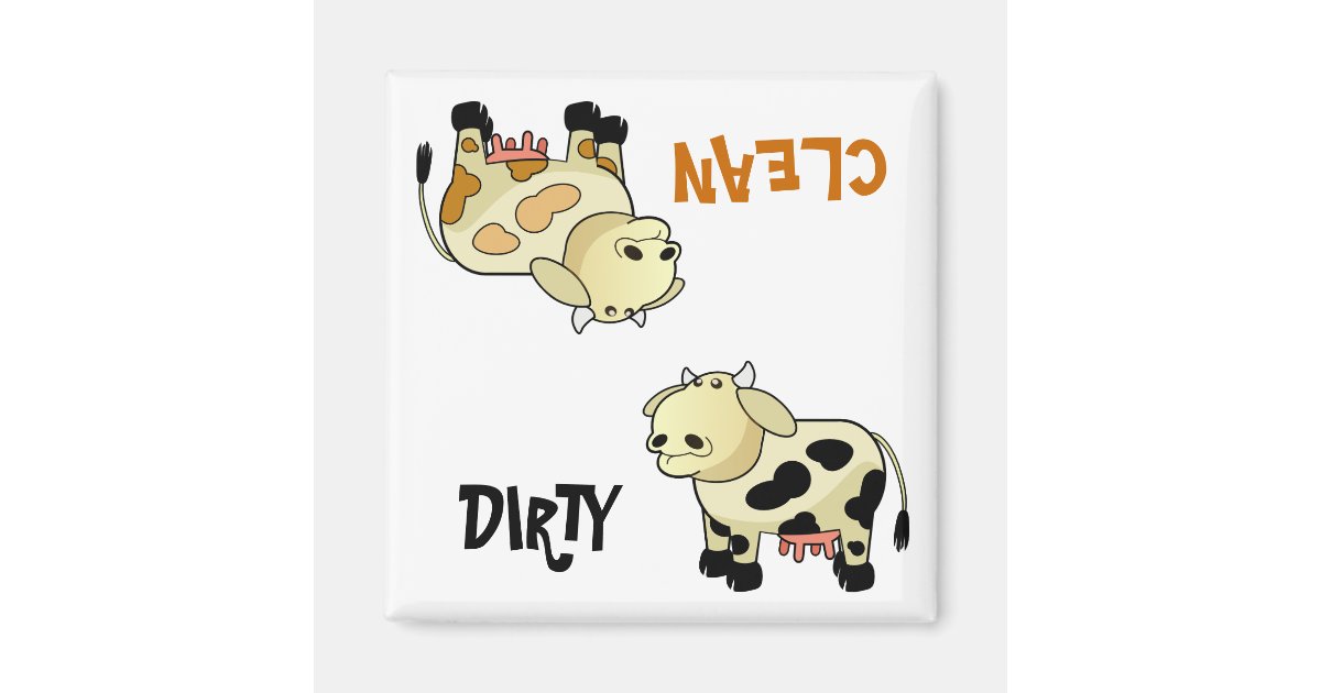 "CLEAN / DIRTY" Cartoon Milk Cow Dishwasher Zazzle