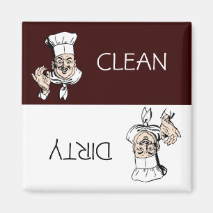 Clean Dirty Chef with Hat Dishwasher Magnet
