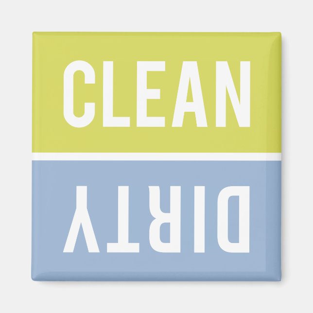 Clean Dirty Citron Yellow and Blue Dishwasher Magnet (Front)