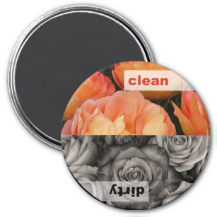Clean Dirty Coral Orange Rose Dishwasher Magnet
