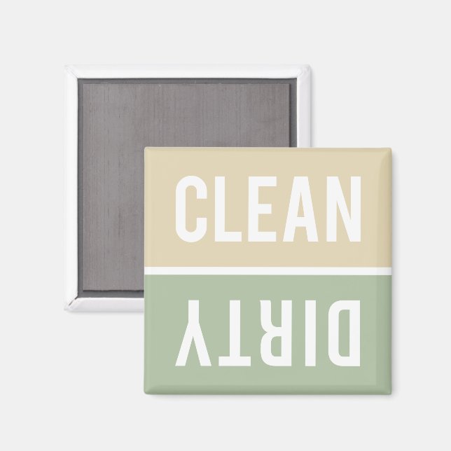 Clean Dirty Cream and Sage Green Dishwasher Magnet (Front/Back)