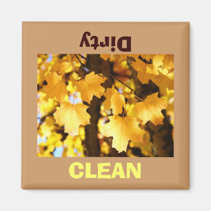 Clean Dirty Dish Washer magnet Golden Autumn