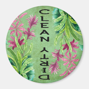 Clean  Dirty Dishes Reversible Dishwasher Flowers Magnet
