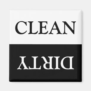Clean Dirty Dishwasher black white Magnet