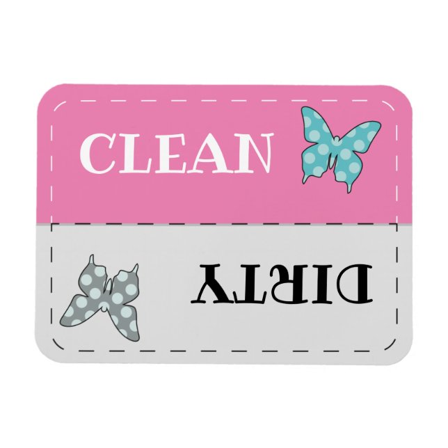 Clean dirty dishwasher butterfly magnet (Horizontal)