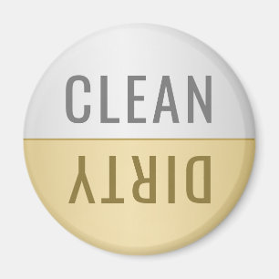 Clean Dirty Dishwasher Faux Silver Gold Magnet