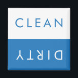 Clean Dirty Dishwasher Magnet in Blueand White<br><div class="desc">Simple straight forward clean dirty dishwasher magnet.  2" x 2"</div>