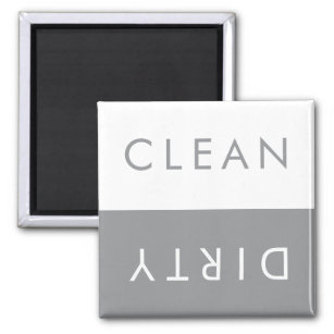 Clean Dirty Dishwasher Magnet in Grey and White