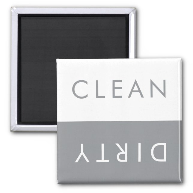 Clean Dirty Dishwasher Magnet in Grey and White (Front)
