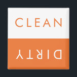Clean Dirty Dishwasher Magnet in Orange & White<br><div class="desc">Simple straight forward clean dirty dishwasher magnet.  2" x 2" 


 
 The style below is a custom colour,  click customise it to pick your own background colour</div>