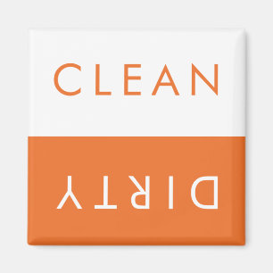 Clean Dirty Dishwasher Magnet in Orange & White