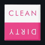 Clean Dirty Dishwasher Magnet in Pink & White<br><div class="desc">Simple straight forward clean dirty dishwasher magnet.  2" x 2"</div>