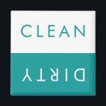 Clean Dirty Dishwasher Magnet in Teal & White<br><div class="desc">Simple straight forward clean dirty dishwasher magnet.  2" x 2"</div>