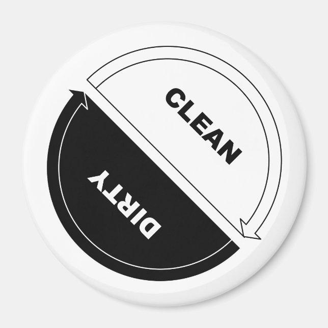 Clean-Dirty dishwasher magnet (on white) (Front)