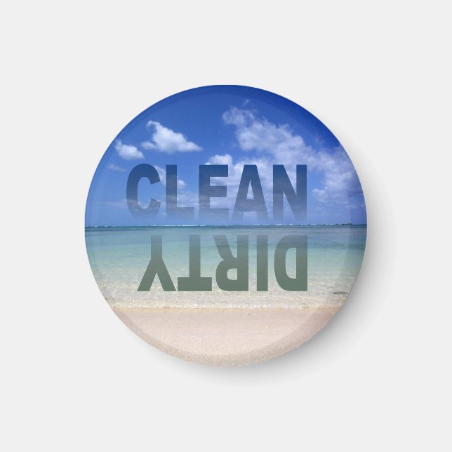 Clean Dirty Dishwasher magnet with beach (Front)