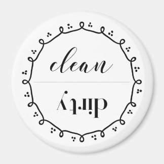 Clean Dirty Dishwasher Magnet With Doodle Wreath