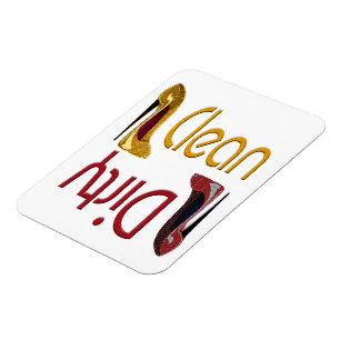 Clean, Dirty Dishwasher Magnet with Stiletto Art