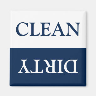 Clean Dirty Dishwasher navy blue white Magnet