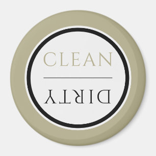 Clean/Dirty Dishwasher   Sage Black & White Round Magnet