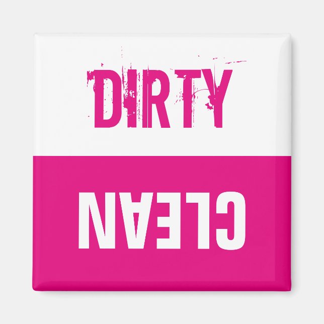 Clean dirty dishwasher sign magnets | Neon pink (Front)