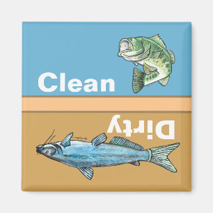 Clean Dirty Fishing Dishwasher Magnet