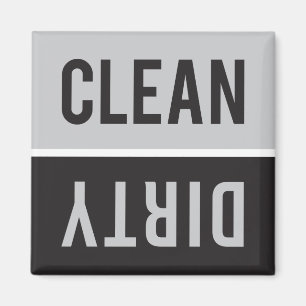 Clean Dirty Gray and Black Dishwasher Magnet