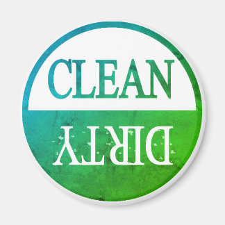 Clean dirty green round dishwasher magnet