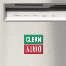 Clean Dirty Green White and Red Dishwasher