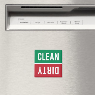 Clean Dirty Green White and Red Dishwasher Magnet
