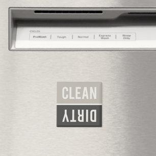 Clean Dirty Grey and Black Dishwasher Magnet