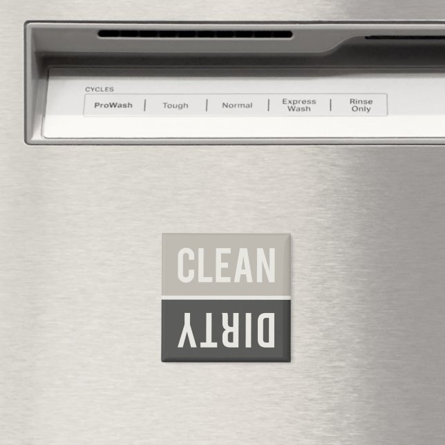 Clean Dirty Grey and Black Dishwasher Magnet (In Situ (Dishwasher))