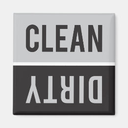 Clean Dirty Grey and Black Dishwasher Magnet